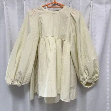 yori 퀼트 패턴 퍼프 슬리브 블라우스 리본