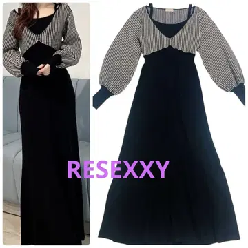 새상품급 리젝시 RESEXXY 하운드 투스 니트 원피스
