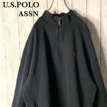 레어! 90s US.POLO ASSN 자수 로고 하프 지퍼 맨투맨