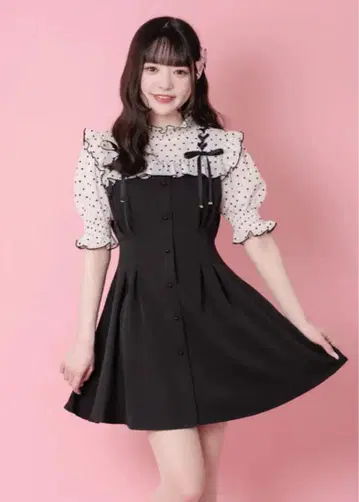 ROJITA 하트 도트 레이스업 반팔 원피스