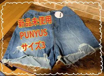 [ 미사용 새상품 ] PUNYUS 푸뉴즈 데미지 데님 숏팬츠 사이즈 3