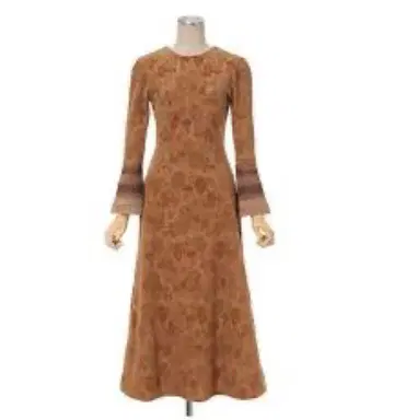 mame Flowered Velour Jacquard Dress