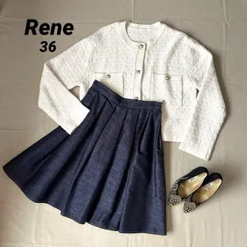Rene 르네 데님 플레어 무릎 기장 스커트 일본제 36