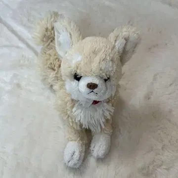 산레몬 크림색 개 봉제 인형 페넥