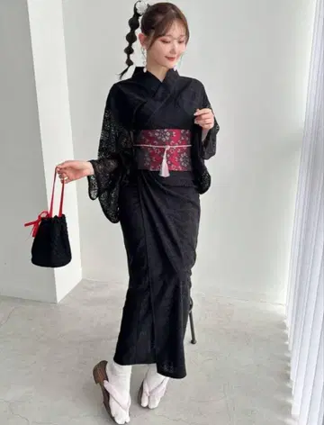 SHEIN 레이스 유카타 오비 세트 기모노풍