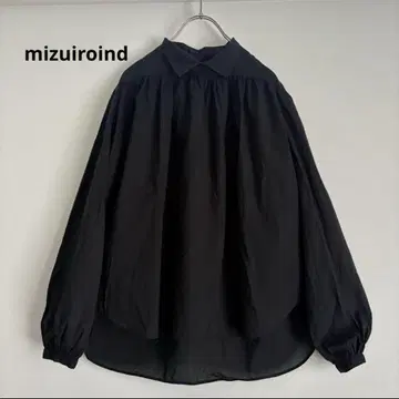 mizuiroind 개더 블라우스 스탠드 카라 쁘띠 옷깃 면 블랙