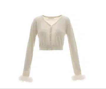 theVirgins feather cuff short cardigan