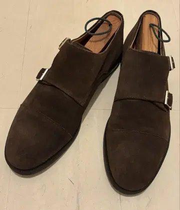 GU 브라운 스웨이드 더블 몽크 신발 25.5cm