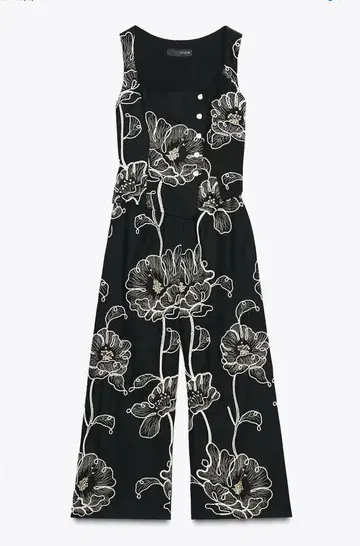 ZARA 플라워 자수 점프수트