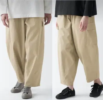 무인양품 MUJI LABO 치노 카고 와이드 팬츠 남녀 공용 M 베이지