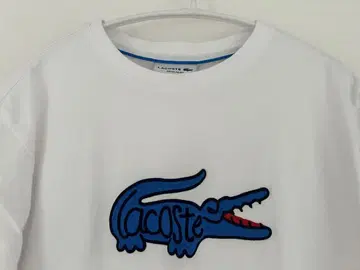 Lacoste 로고 자수 반팔 T셔츠 화이트