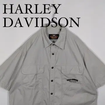 HARLEY-DAVIDSON 반팔 버튼 다운 워크 셔츠 그레이 XL