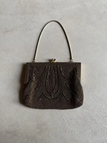 비즈 자수 브라운 파티 백 vintage