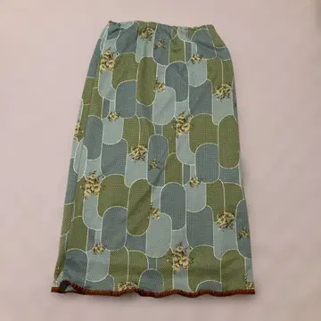 기하학 패턴 롱 스커트 꽃무늬