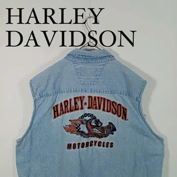 HARLEY-DAVIDSON 슬리브리스 데님 셔츠 라이트 블루 XL