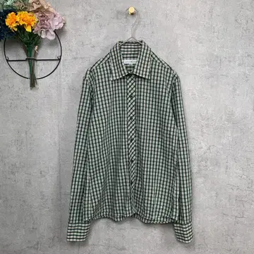 [ 새상품급 ] shirt cafe 셔츠 블라우스 긴팔 M 그린 체크