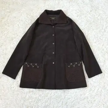 새상품급 레리안 에코 가죽 인조 가죽 빅 코트 브라운