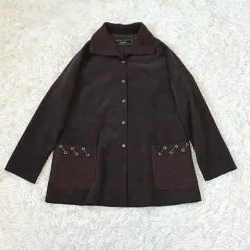 새상품급 레리안 에코 가죽 인조 가죽 빅 코트 브라운