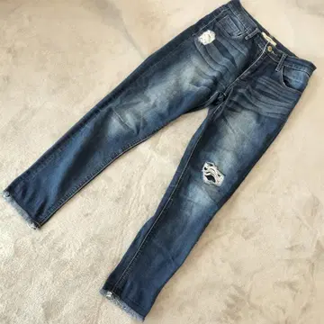 OZOC 데미지 데님 팬츠 36 블루 슬림 실루엣 캐주얼