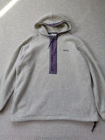 80s L.L.Bean 자수 로고 하프 지퍼 플리스 그레이