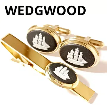 WEDGWOOD 웨지우드 넥타이핀 커프스 단추 골드 블랙 배