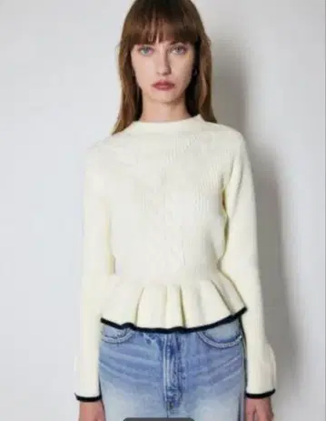 [ 미사용 ] MOUSSY BICOLOR PEPLUM 니트