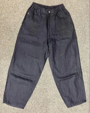 Vlas Blomme 콜트레인 린넨 데님 테이퍼드 와이드 팬츠