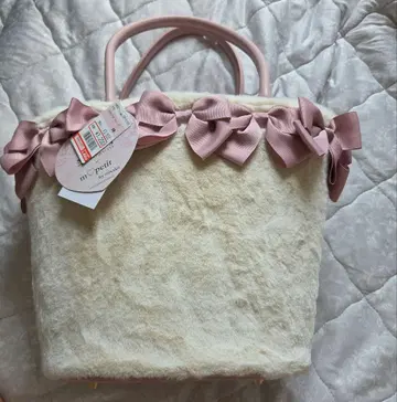 NINA'S x m petit 리본 장식 퍼 토트백