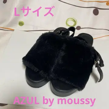 새상품급 AZUL by moussy 블랙 L 사이즈 퍼 샌들 백 스트랩