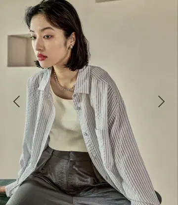LEPSIM 시어 컬러 스트라이프 셔츠 그레이 택 포함 새상품