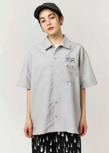 누리카베 폴리트로 빅 실루엣 반팔 셔츠