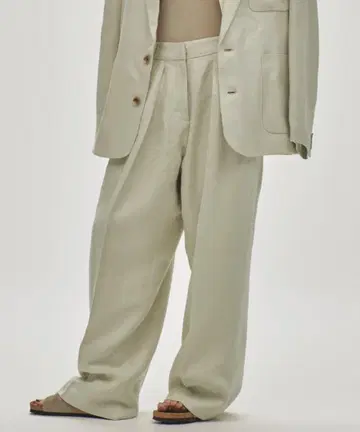 TODAYFUL Tuck Linen Trousers(SAGE) 38