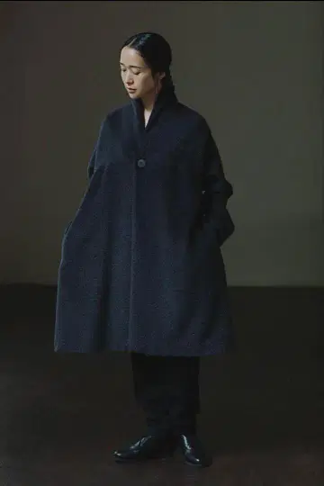 새상품급 정가 93500엔 요건 레일 알파카 샤기 코트 M 넉넉하게
