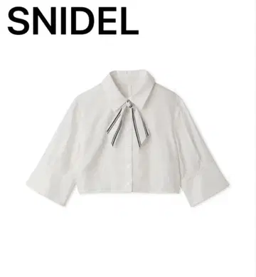 snidel 스카프 크롭 셔츠 블라우스 화이트 스트라이프