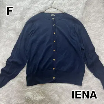 [새상품급] 이에나 IENA 크루넥 가디건 파랑 골드 버튼 네이비 F