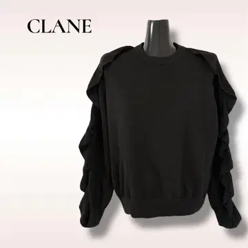 CLANE 클라네 프릴 니트 스웨터 풀오버 블랙 1