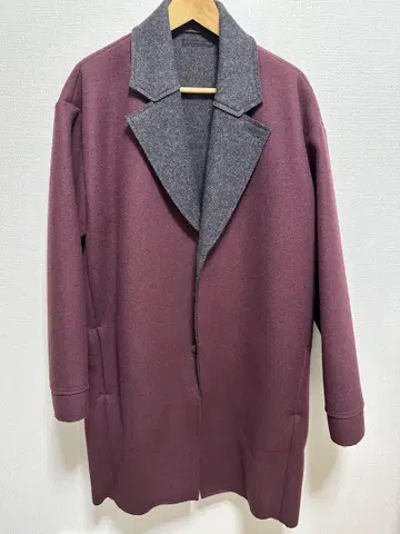 DISCOVERED 버건디 더블 브레스트 체스터 코트