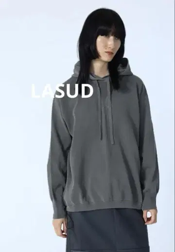 LASUD 빈티지 니트 후드티 그레이