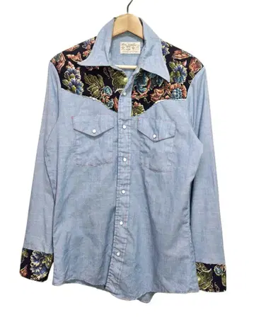 70s USA제 TRIPLE L BRAND 웨스턴 셔츠 꽃무늬 절개