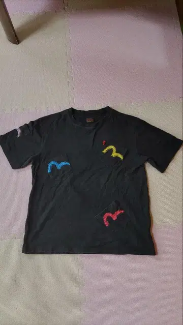 EVISU 에비수 티셔츠 L 블랙 메니 포켓