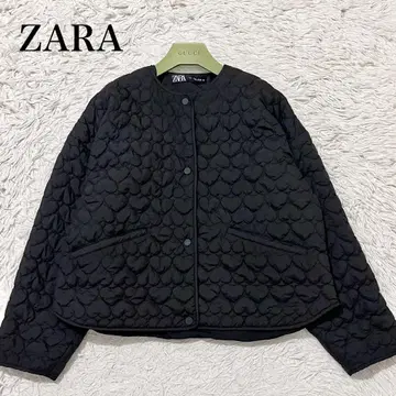 새상품급 ZARA 퀼팅 자켓 하트 무늬 경량 블랙 L
