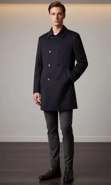 ZARA MAN 자라 더블 브레스트 코트 네이비 XL