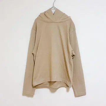 크로셰 후드티 긴팔 베이지 면 100% 심플 캐주얼 봄 가을