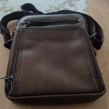 WEIXIER 브라운 가죽 숄더백