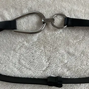 ZARA 블랙 가죽 벨트 더블 링
