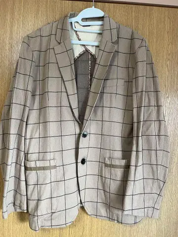 폴스미스 베이지 체크 무늬 테일러드 자켓