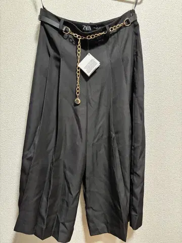 ZARA 블랙 롱 기장 체인 벨트 버뮤다 팬츠 S 사이즈