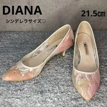 새상품급 DIANA 다이애나 레이스 펌프스 21.5cm 핑크 베이지
