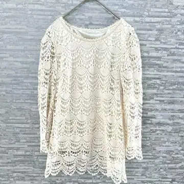 이마쥬 레이스 긴팔 상의 비침 9호 걸리시 오피스 캐주얼