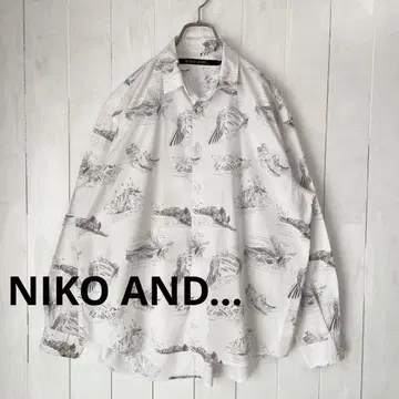 니코앤드 프린트 셔츠 올 패턴 모노톤 M 사이즈 NIKO AND -